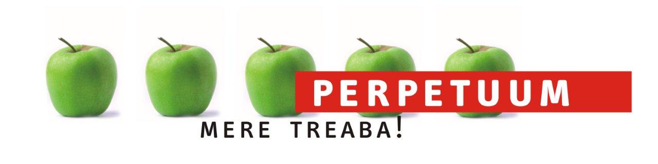 Logo Perpetuum cu mere treaba majuscule si centrat